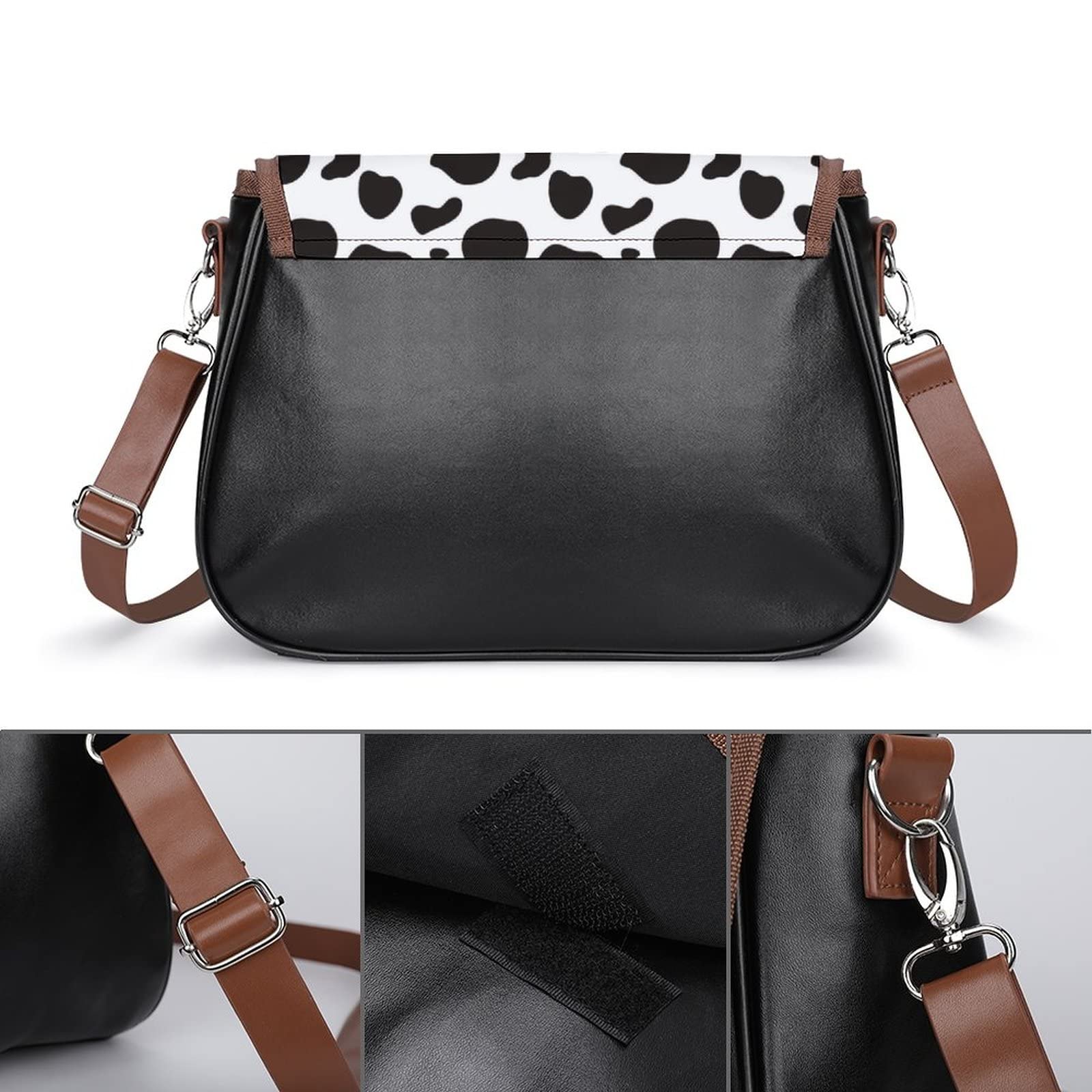 Cow Print Cute Funny Leather Shoulder Bag for Women Crossbody Fashion Purse