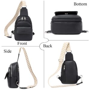 Eslcorri Small Crossbody Sling Bag, Trendy Fashionable Fanny Packs Vegan Leather Chest Belt Bum Bag Anti Theft Purse for Women for Travel, Sport, Camping