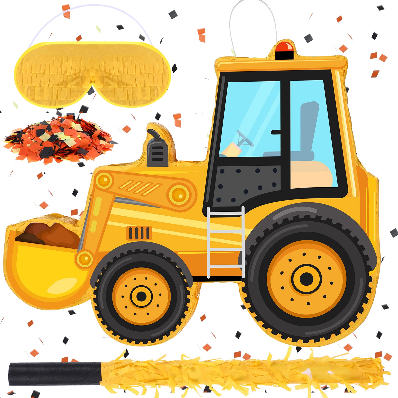 Construction Dump Truck Piñata Construction Piñata with Blindfold and Bat Construction Party Supplies Tractor Excavator Piñata for Kids Construction Truck Birthday Decor(Bulldozer)