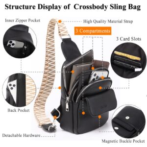 Eslcorri Small Crossbody Sling Bag, Trendy Fashionable Fanny Packs Vegan Leather Chest Belt Bum Bag Anti Theft Purse for Women for Travel, Sport, Camping