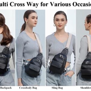 Eslcorri Small Crossbody Sling Bag, Trendy Fashionable Fanny Packs Vegan Leather Chest Belt Bum Bag Anti Theft Purse for Women for Travel, Sport, Camping