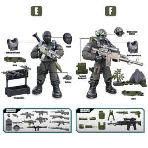 MEIEST SWAT Model Equipment Assembly Building Block Toys,8 PCS City Police Action Mini-Figures with Multiple Military Weapons Accessories,Party Favors Set