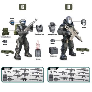 MEIEST SWAT Model Equipment Assembly Building Block Toys,8 PCS City Police Action Mini-Figures with Multiple Military Weapons Accessories,Party Favors Set