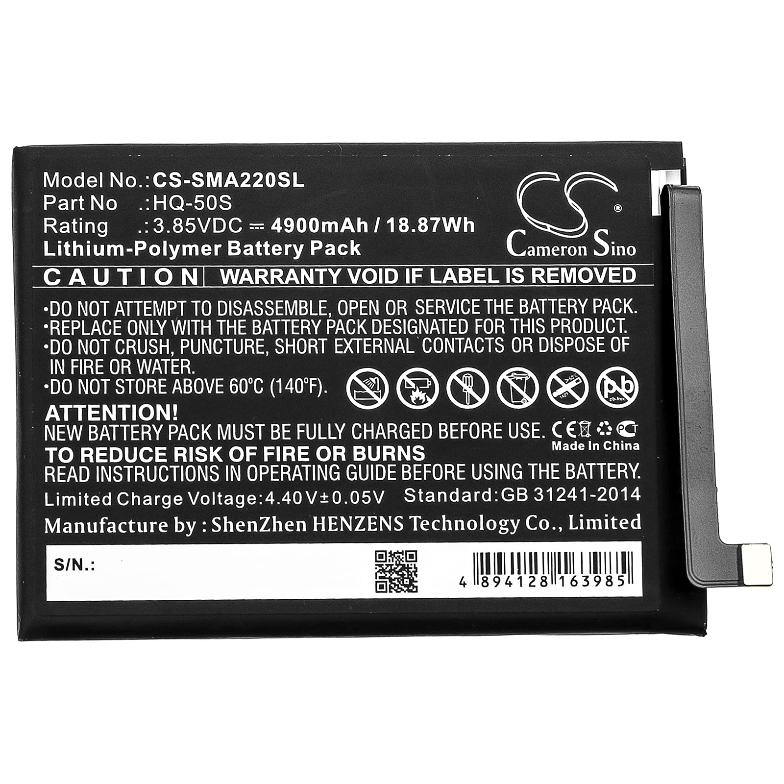 Yibudt 3.85V Battery Replacement for SM-A022G/DS A02 SM-A022F SM-A022F/DS SM-A022M/DS A02 2021,HQ-50S