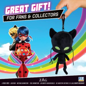 P.M.I. Miraculous Ladybug Plush Clip-on Toys | Two of Four 5-Inch-Tall Collectibles | Miraculous Ladybug Toys and Playable Mini Toys | Plagg and Cat Noir| Miraculous Ladybug Kids’ Toys