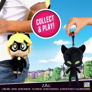 P.M.I. Miraculous Ladybug Plush Clip-on Toys | Two of Four 5-Inch-Tall Collectibles | Miraculous Ladybug Toys and Playable Mini Toys | Plagg and Cat Noir| Miraculous Ladybug Kids’ Toys