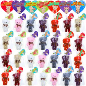 28Pcs Valentines Day Cards for Kids with Bears Plush Toys, Heart Cards+ Mini Bears Stuffed Plush Doll Keychain Toys For Kids Valentine Exchange Cards Classroom Gifts Kids Valentines Party Favors