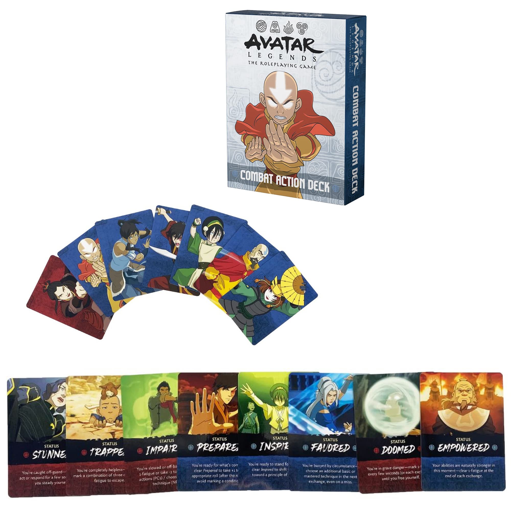 Combat Action Deck - Avatar Legends: The Roleplaying Game Expansion, 55 Cards, Full-Color Iconic and Original Art, Stance Cards, Status trackers