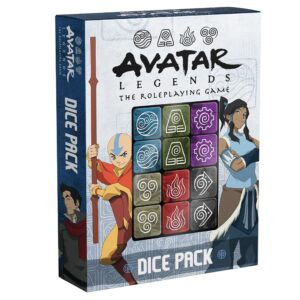 magpie games dice pack - avatar legends: the roleplaying game, 12 six-sided dice set, engraved with bending & training symbols, pearlescent colors, rpg tabletop accessory