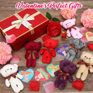 28Pcs Valentines Day Cards for Kids with Bears Plush Toys, Heart Cards+ Mini Bears Stuffed Plush Doll Keychain Toys For Kids Valentine Exchange Cards Classroom Gifts Kids Valentines Party Favors