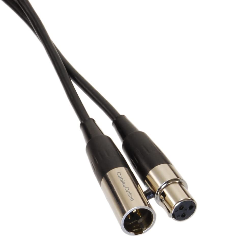 CablesOnline 6-inches Mini-XLR 3-Pin Male to Mini-XLR 3-Pin Female Pro Microphone Cable, XM-000