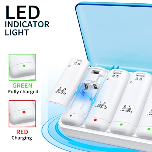 Wii Controller Motion Plus with Nunchuck and Wii Charging Station with 4 Rechargeable Batteries