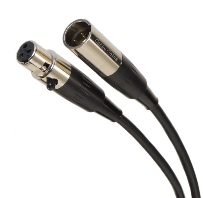 CablesOnline 6-inches Mini-XLR 3-Pin Male to Mini-XLR 3-Pin Female Pro Microphone Cable, XM-000