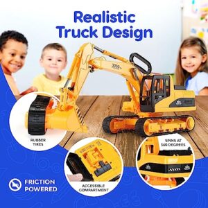 BEEMO Cement Mixer Toy Truck for Kids 15" Push and Go Sand Construction Vehicle for Toddlers Boys & Girls Realistic Play Mixer Birthday Party Gift