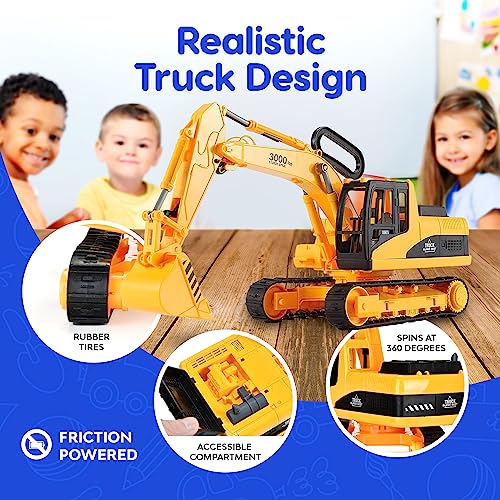 BEEMO Cement Mixer Toy Truck for Kids 15" Push and Go Sand Construction Vehicle for Toddlers Boys & Girls Realistic Play Mixer Birthday Party Gift