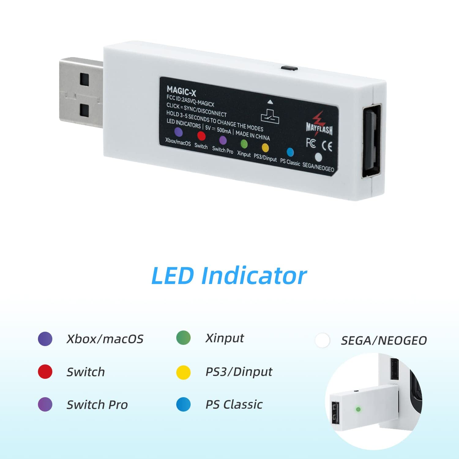 MAYFLASH Magic-X Wireless Bluetooth USB Adapter for Xbox Series X/S Xbox One PS3 Switch PC mac OS Neo Geo Mni/Ar cade Stick Pro PS Classic Raspberry Pi Steam Entertainment System