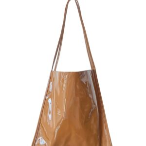 Ulisty Women Patent Leather Bag Soft Tote Bag Casual Shoulder Bag Fashion Handbag brown