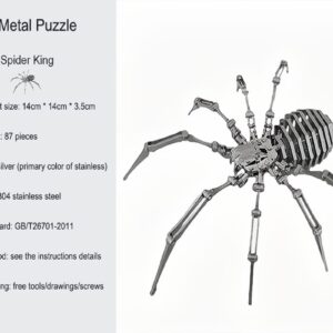 3D Metal Model Kits, Mechanical Spider King 3D Metal Puzzle,Steel Warcraft Collection DIY Animal Brain Teasers Simple 3D Puzzles Home Decor Art Craft Gifts Toys for Adult