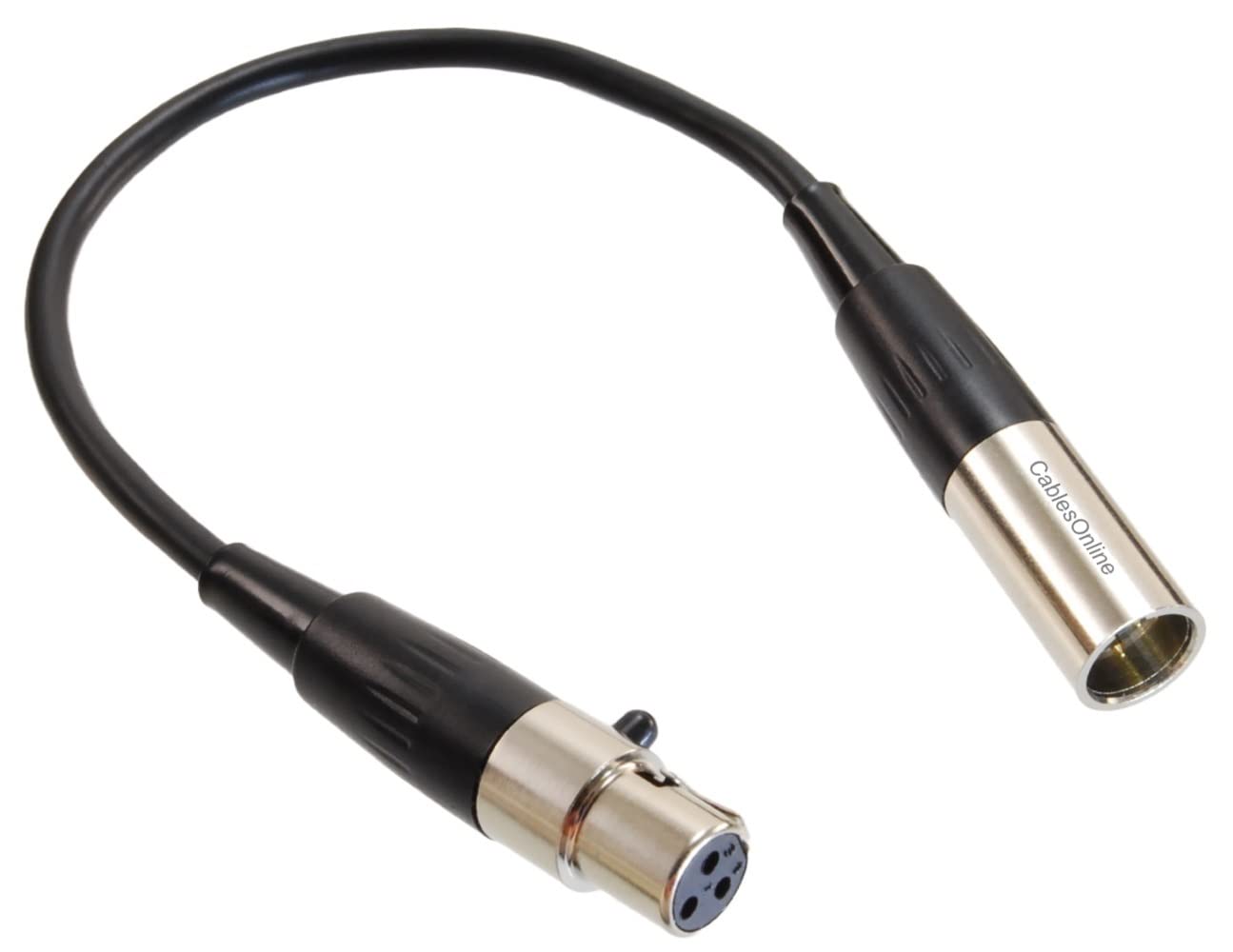 CablesOnline 6-inches Mini-XLR 3-Pin Male to Mini-XLR 3-Pin Female Pro Microphone Cable, XM-000