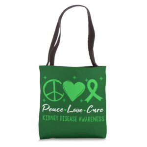 in march wear green ribbon kidney disease awareness tote bag