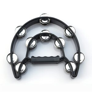 Bealuffe Tambourine Double Row Hand Held Percussion Tambourine with Metal Jingles for KTV Party (Black)