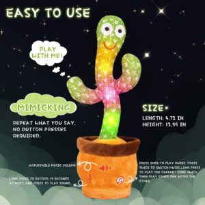 Dancing Cactus, Talking Cactus Toy, Dancing Cactus Mimicking Toy, Repeating and Recording What You Say, Cactus Baby Toy with LED, Repeat, Dance, Record (Dancing Cactus Recording + Song + Volume)