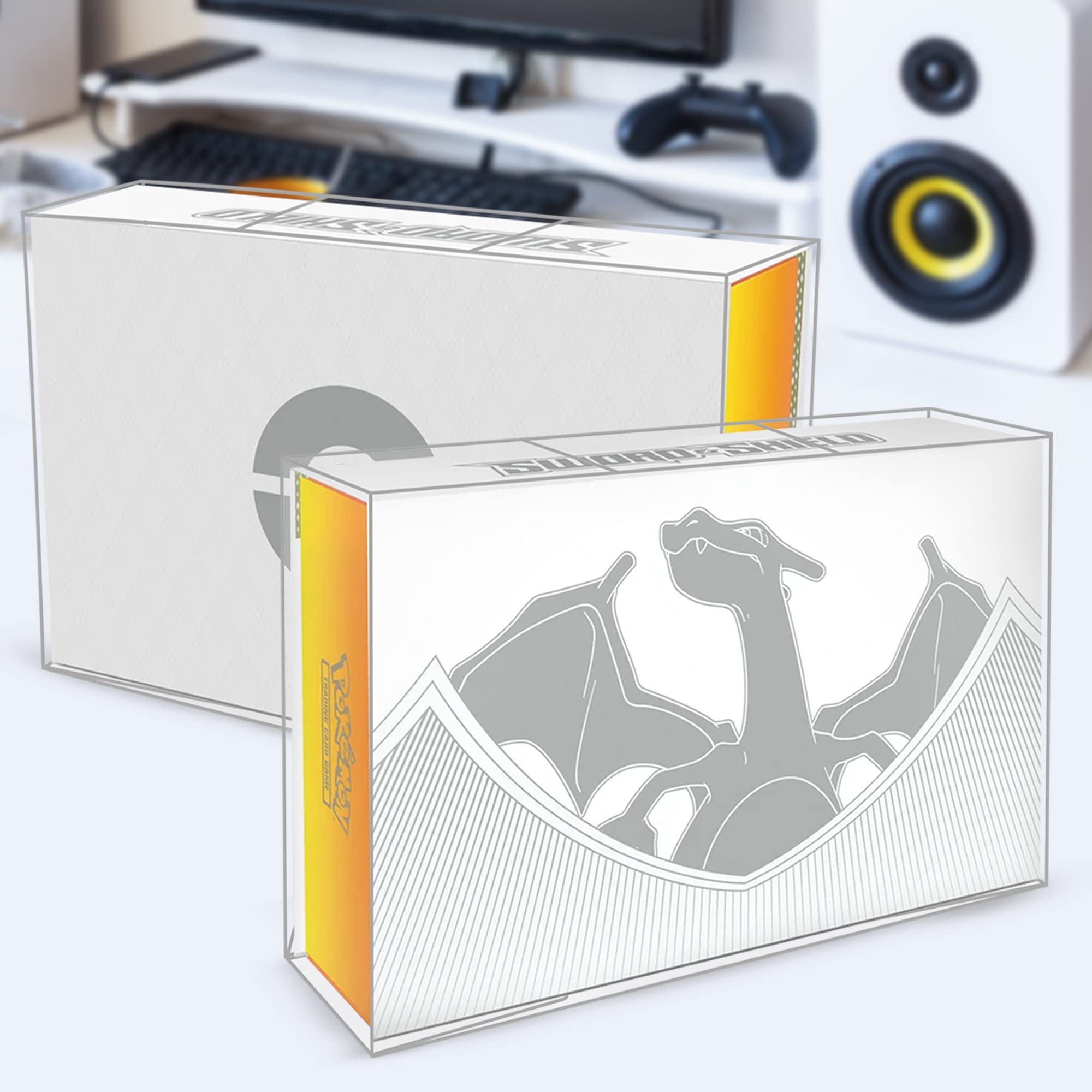 EVORETRO Display Case Protector Compatible with Pokémon TCG Sword & Shield Charizard Ultra Premium Collection Box (Pokemon Collection Box NOT Included) 0.50mm PET Plastic Protector Case