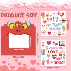 Ferraycle 30 Pack Valentine's Day DIY Craft Kits for Kid, Valentines Day Pictures Frame Craft and 12 Sticker DIY Valentines Craft with Monster Photo Frame Craft Kit for Party Favor Classroom Activity