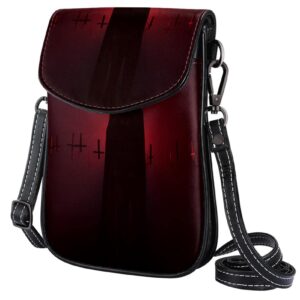 Small Crossbody Bags Black Cloaked Seductive Vampire Devil Leather Cell Phone Purse Wallet for Women Teen Girl