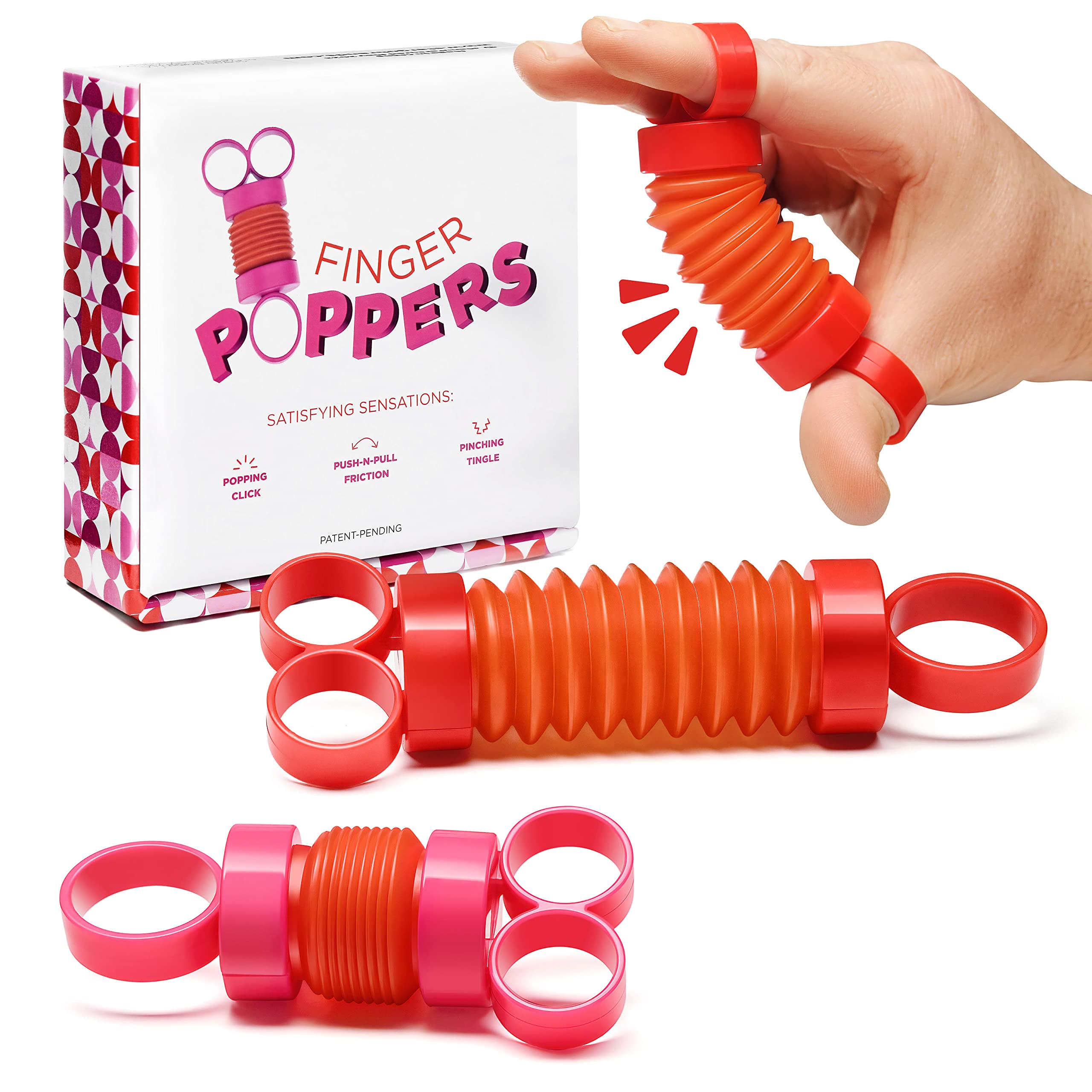 Finger Poppers Fidget Toys, Finger Fidgets for Women, Men, and Young Adults, Finger Strengthener and Exerciser Sensory Toy, Occupational Therapy Toys, Pack of 2 Stocking Stuffers