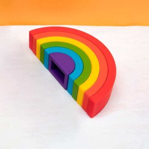 Rainbow Stacking Toy | Montessori Toy for Babies | Silicone Stacker | Sensory Toy | Building Puzzle Toy | Rainbow Stacker | Rainbow Toy | Pride Rainbow | Rainbow Puzzle - 6 Layers (Rainbow Colors)