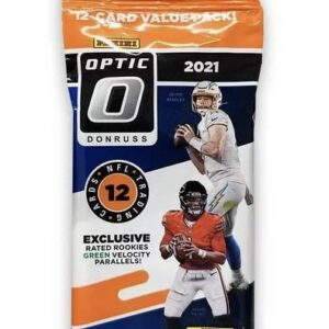 2021 Panini Donruss Optic Football Jumbo Cello Pack (Green Velocity Parallels!) - 12 Trading Cards per Pack