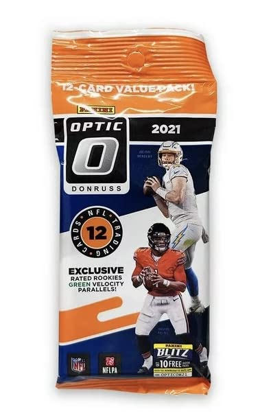 2021 Panini Donruss Optic Football Jumbo Cello Pack (Green Velocity Parallels!) - 12 Trading Cards per Pack