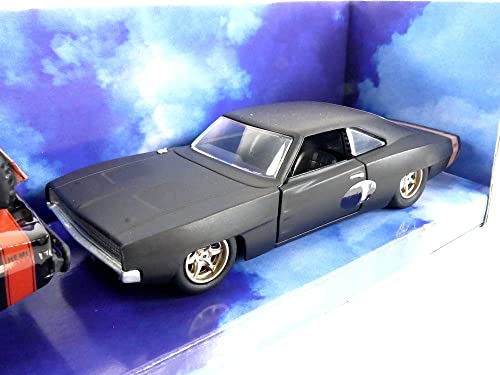 Fast & Furious 1:32 Dom's Dodge Charger & 1968 Dodge Charger Widebody Die-cast Car Twin Pack, Toys for Kids and Adults