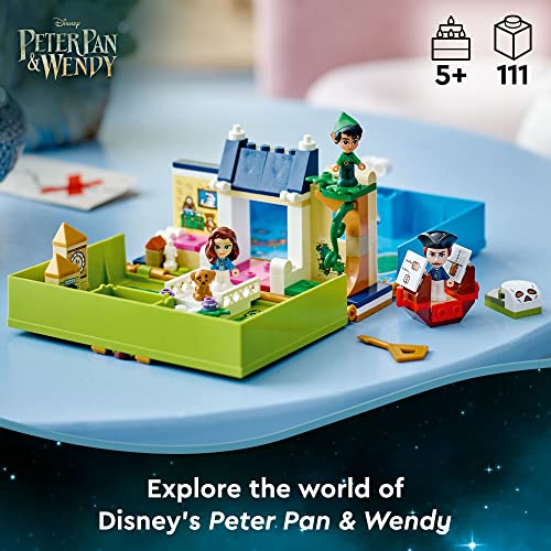 LEGO Disney Peter Pan & Wendy's Storybook Adventure 43220 Portable Playset with Micro Dolls and Pirate Ship, Travel Toy for Kids Ages 5 Plus