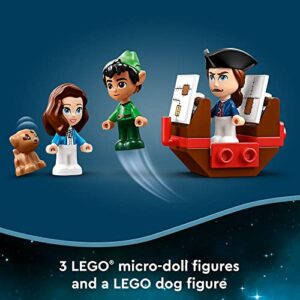 LEGO Disney Peter Pan & Wendy's Storybook Adventure 43220 Portable Playset with Micro Dolls and Pirate Ship, Travel Toy for Kids Ages 5 Plus