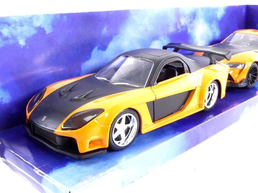 Fast & Furious 1:32 Han's Mazda RX-7 & Toyota GR Supra Die-cast Car Twin Pack, Toys for Kids and Adults