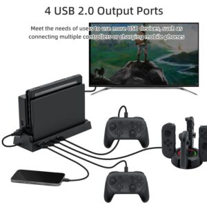 Mcbazel USB Hub for Switch Dock, 4 Ports USB 2.0 Hub Dock Compatible with NS Switch - Black