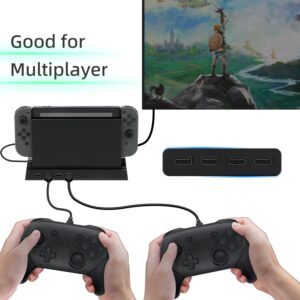 Mcbazel USB Hub for Switch Dock, 4 Ports USB 2.0 Hub Dock Compatible with NS Switch - Black