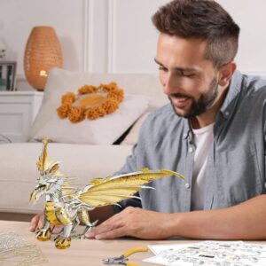 Piececool 3D Metal Puzzles for Adults, Glorystrom Dragon 3D Metal Model Kits, Brain Teaser Puzzles DIY Assembling Crafts for Stress Relief, Great Birthday Gift