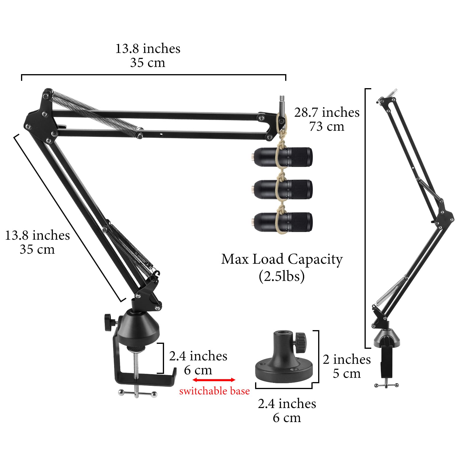 Geekria for Creators Microphone Arm Compatible with Fifine K669, K670, K670B, K658, K678, AmpliGame A6T, A8, Mic Boom Arm Mount Adapter, Suspension Stand, Mic Scissor Arm, Desk Mount Holder