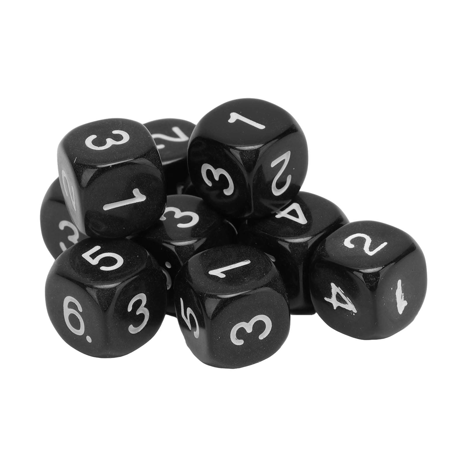 6 Sided Polyhedral Dice Set, 20PCS 6 Sided Number Dice Plastic 16mm Round Corner Dice Set for Numeral Teaching Board Games (Black)