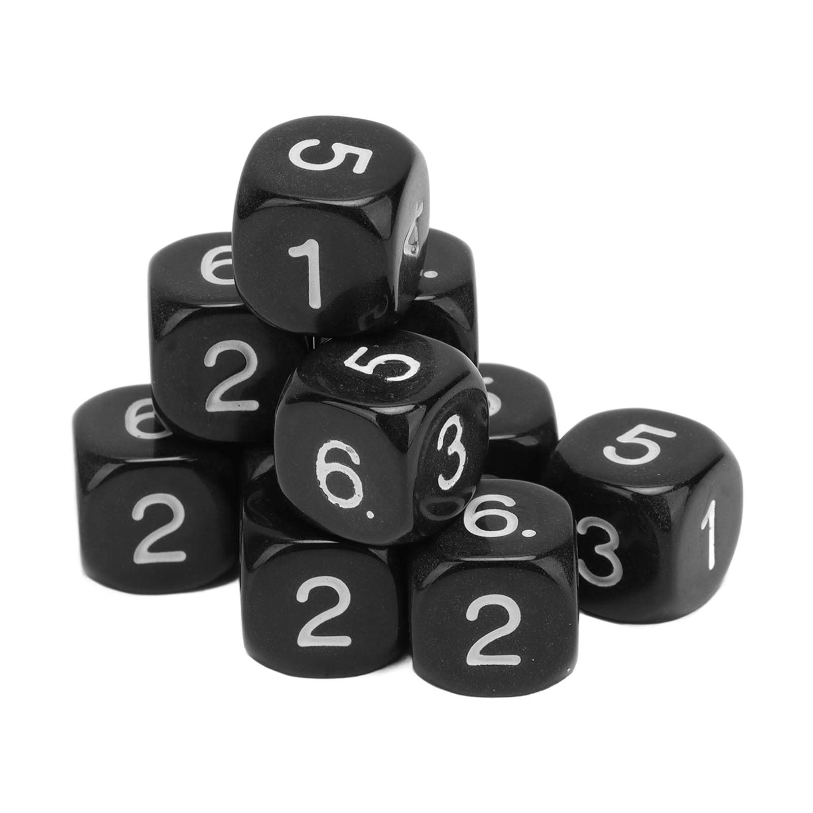 6 Sided Polyhedral Dice Set, 20PCS 6 Sided Number Dice Plastic 16mm Round Corner Dice Set for Numeral Teaching Board Games (Black)