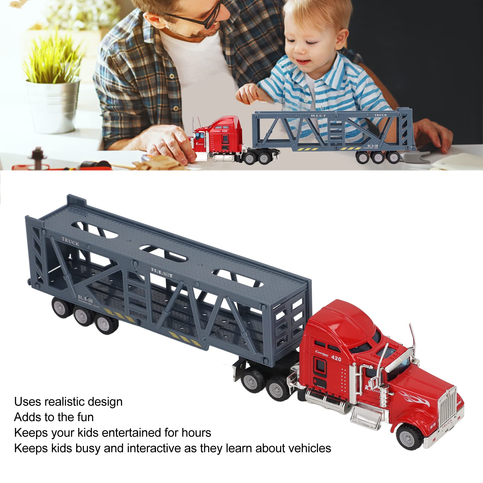 Remote Control Container Truck, 165 Alloy Semi Trailer Truck Toy for Kids Children Birthday