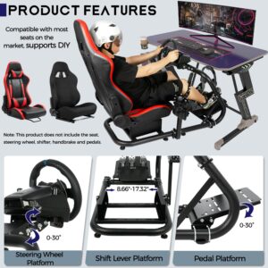 Minneer 50MM Racing Simulator Cockpit Match Seat Fit for Logitech, Thrustmaster, Fanatec, G29 G920 G923 T248 T300 Steering Wheel Stand (Seat Wheel Pedal Handbrake Not Included)