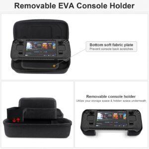 Updated Large Carrying Case for Steam Deck with Ultra-thickness Joystick Topcover,Travel Case with Removable Holder for Steam Deck Console & Accessories-Carry Case with Elastic Strap & Backpack Strap