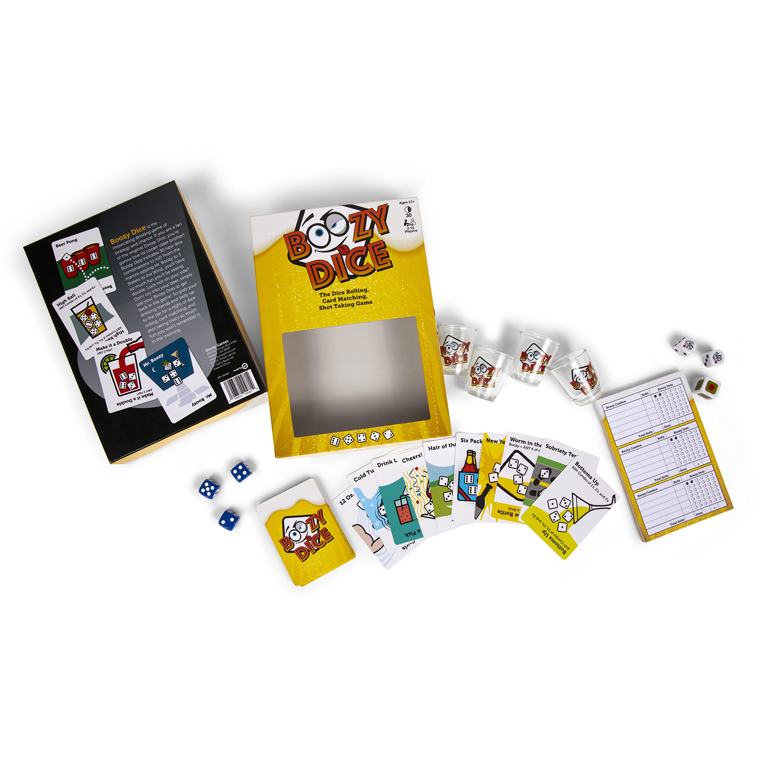 Boozy Dice - Addictive Adult Game of Strategy and Chance, Dice Party Games, Card Games for Adults, Dice Games for Adults Party