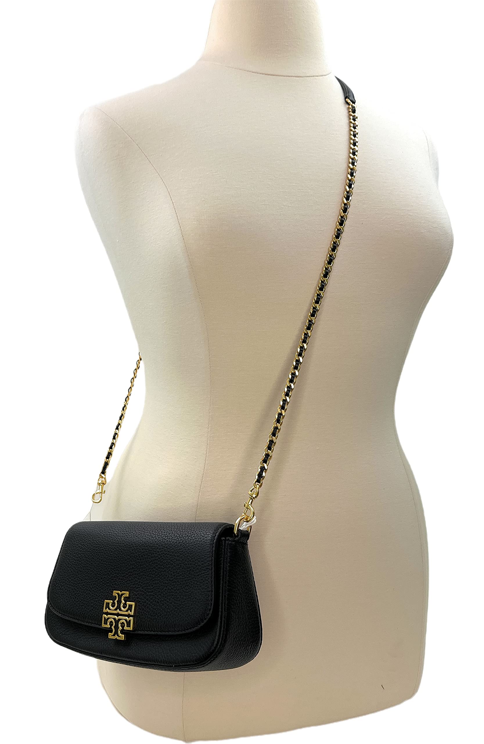 Tory Burch Britten Convertible Crossbody Bag With Gold Hardware (Black)