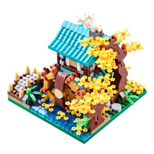 Autumn Architecture Flower Treehouse Micro Blocks Building Sets for Adults Tree and Plants Mini Bricks Modle Kit Creative DIY Gift for Kids.