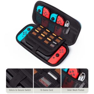 Lokigo Nintendo Switch OLED Case, Nintendo Switch Case, Nintendo Switch Carrying Case for Boys Girls, Portable Travel Pouch Hard Shell Switch Case with 16 Game Card Slots, Playing Funny Cats